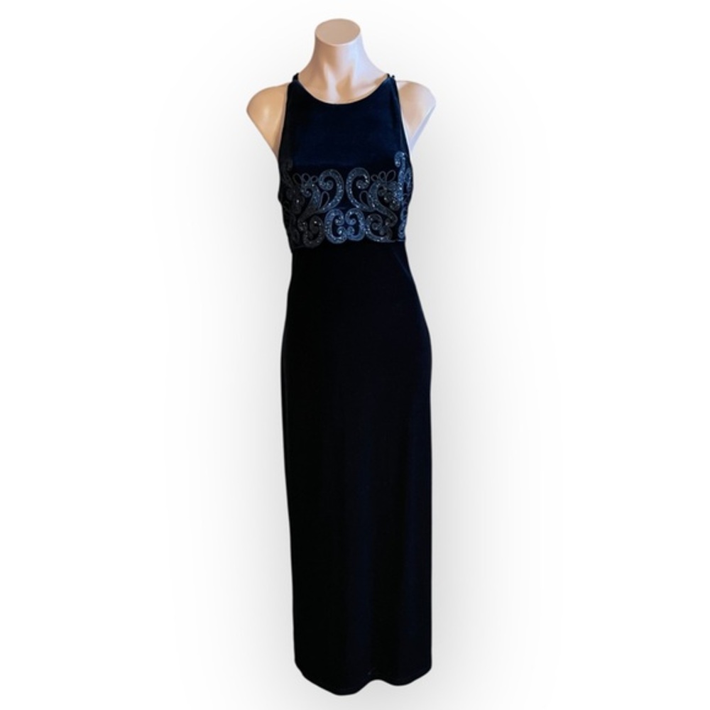 Be Smart Vintage 90’s Women’s 7/8 Maurices Navy Velvet Maxi Party Dress
